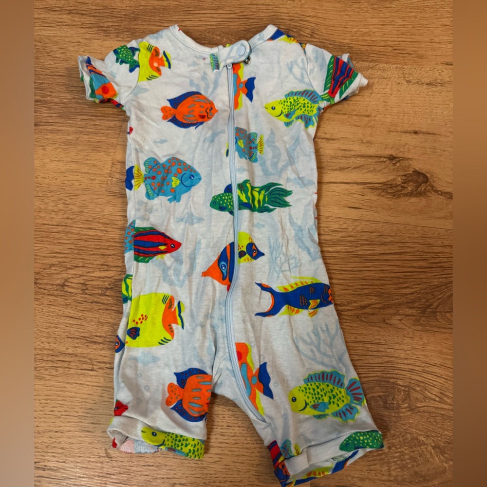 Place Gray Baby Romper with Colorful Accents